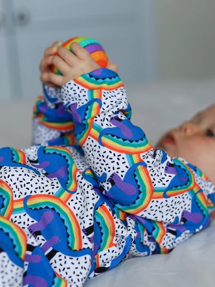 Rainbow Dino cotton sleepsuit