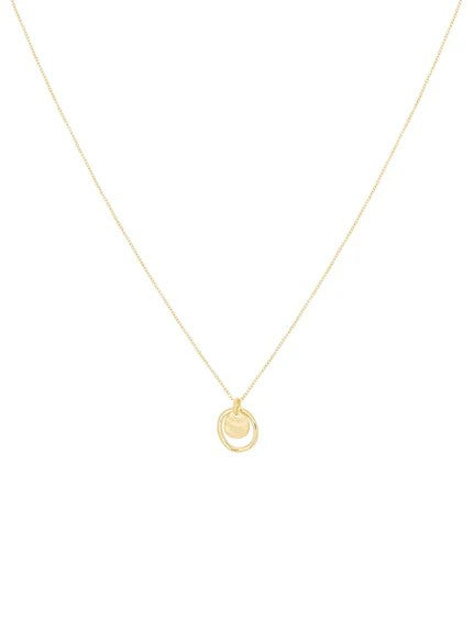 Aperol Gold Battered Disc Necklace