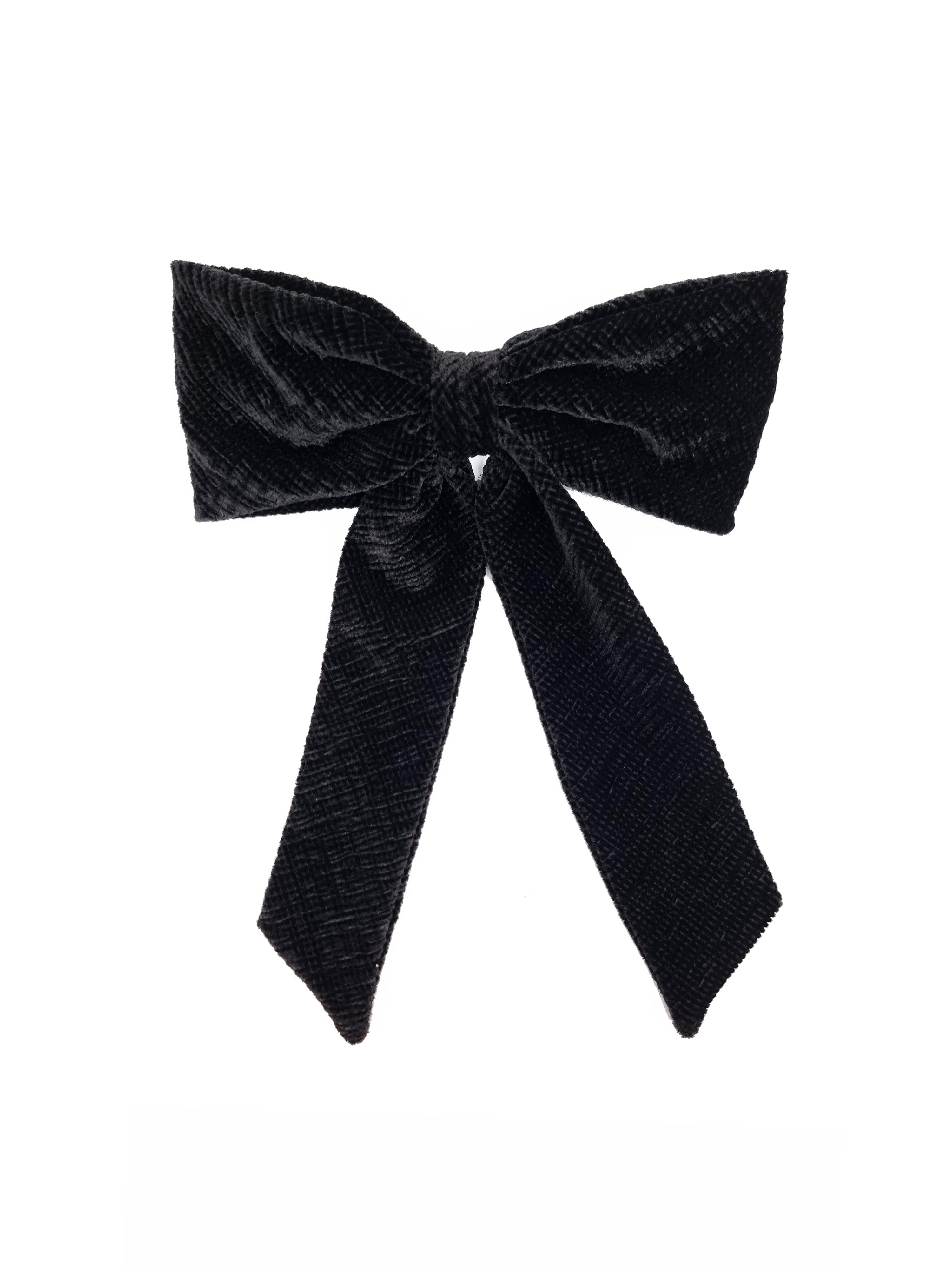 CRINKLE VELVET BOW BLACK