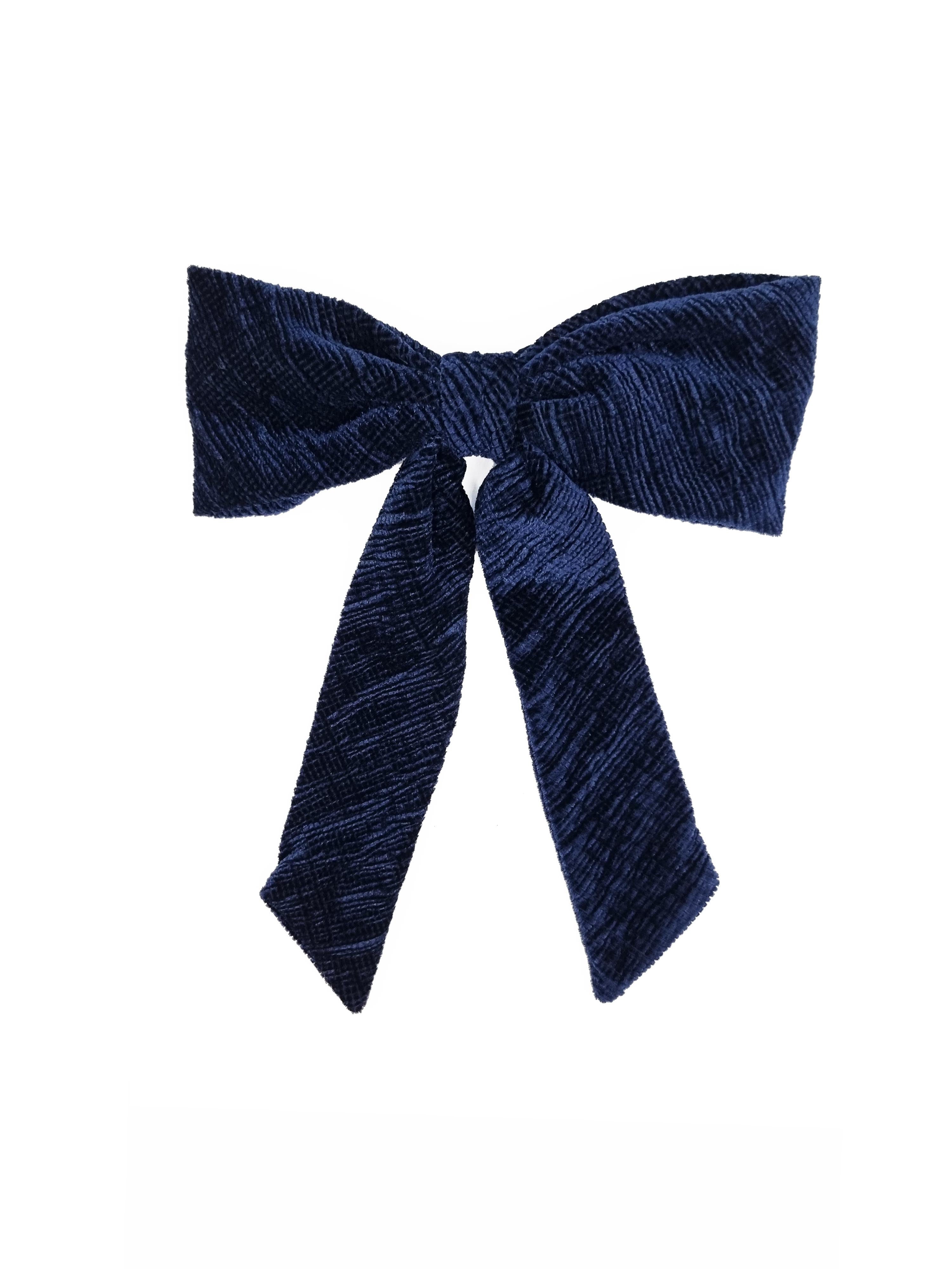 CRINKLE VELVET BOW NAVY