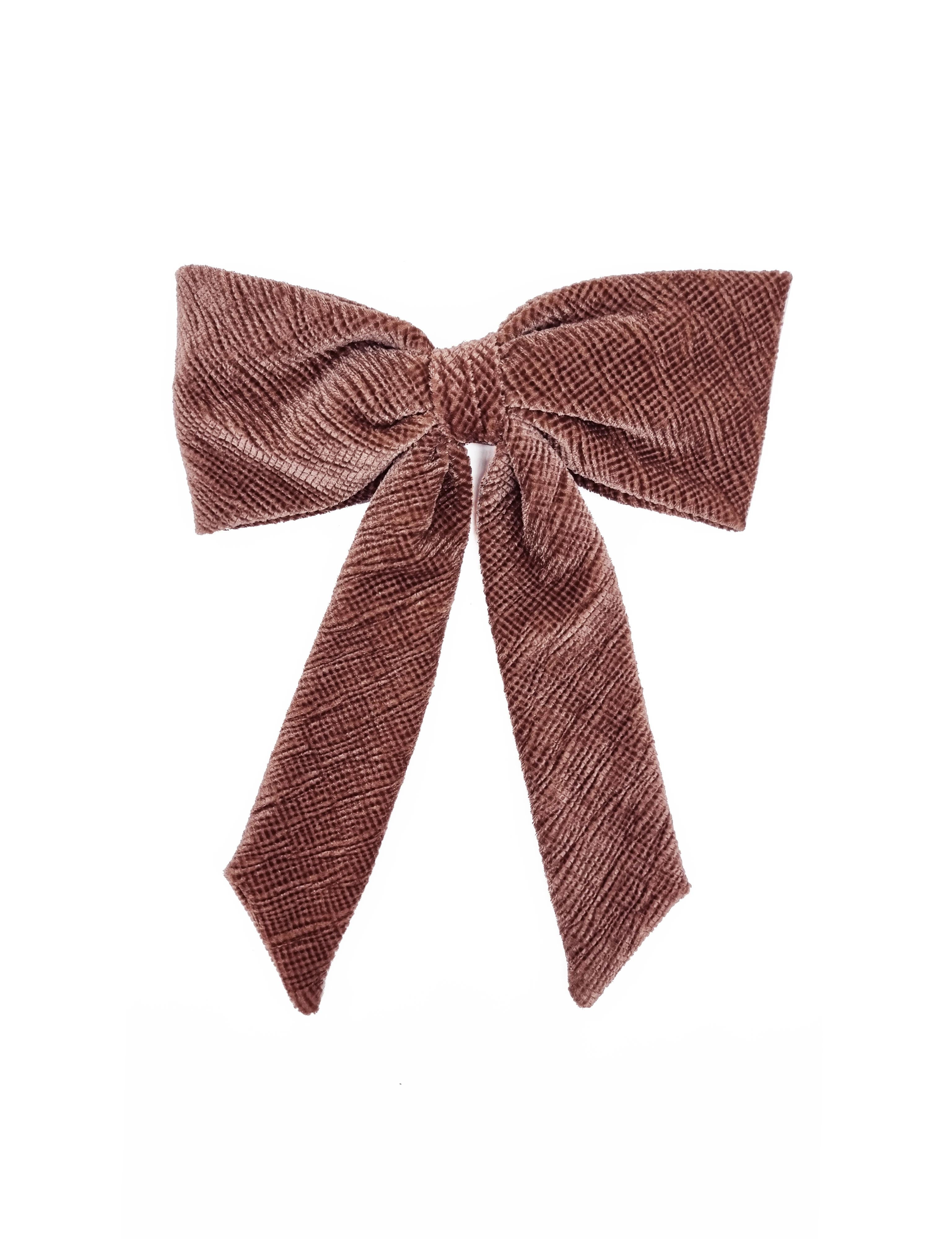 CRINKLE VELVET BOW DUSTY PINK