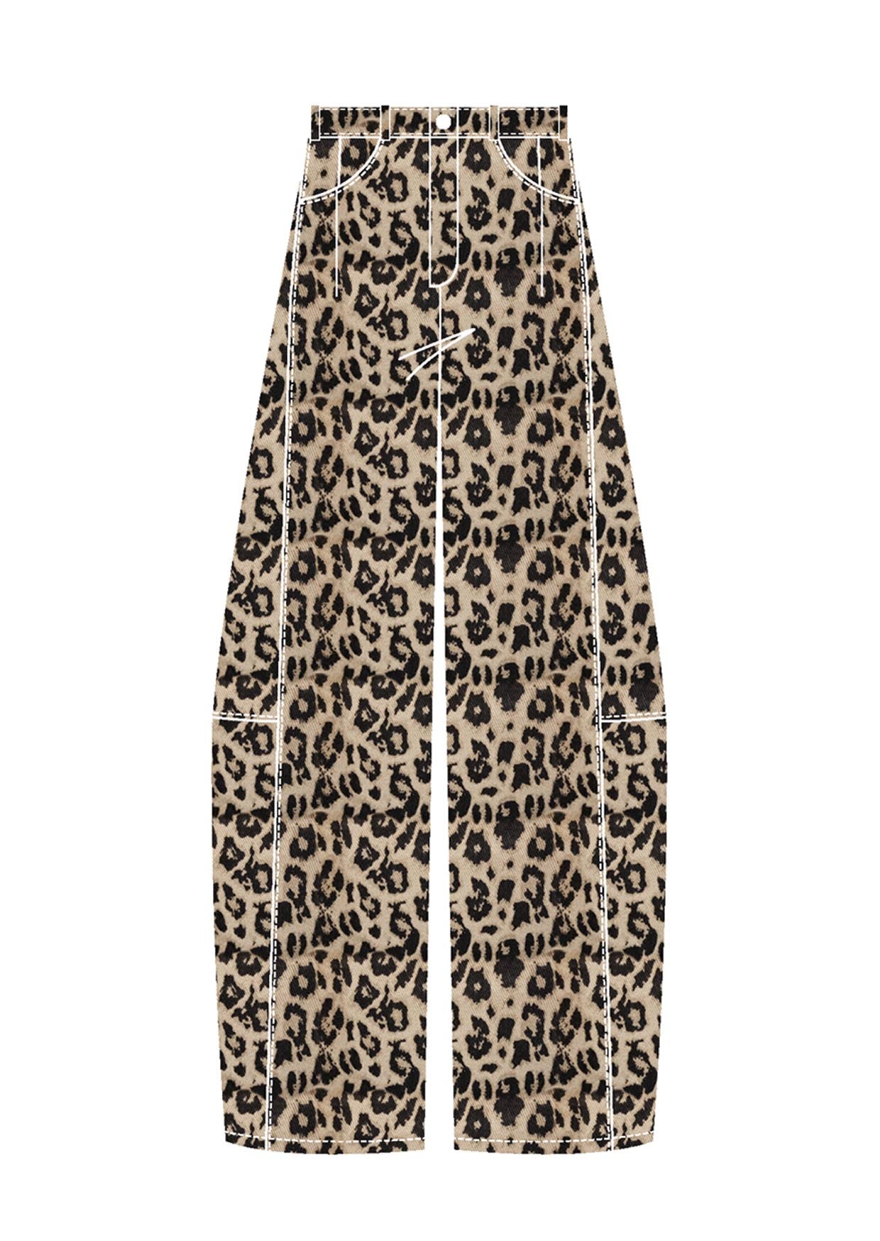 Ditta Leopard Barrel Leg Jeans