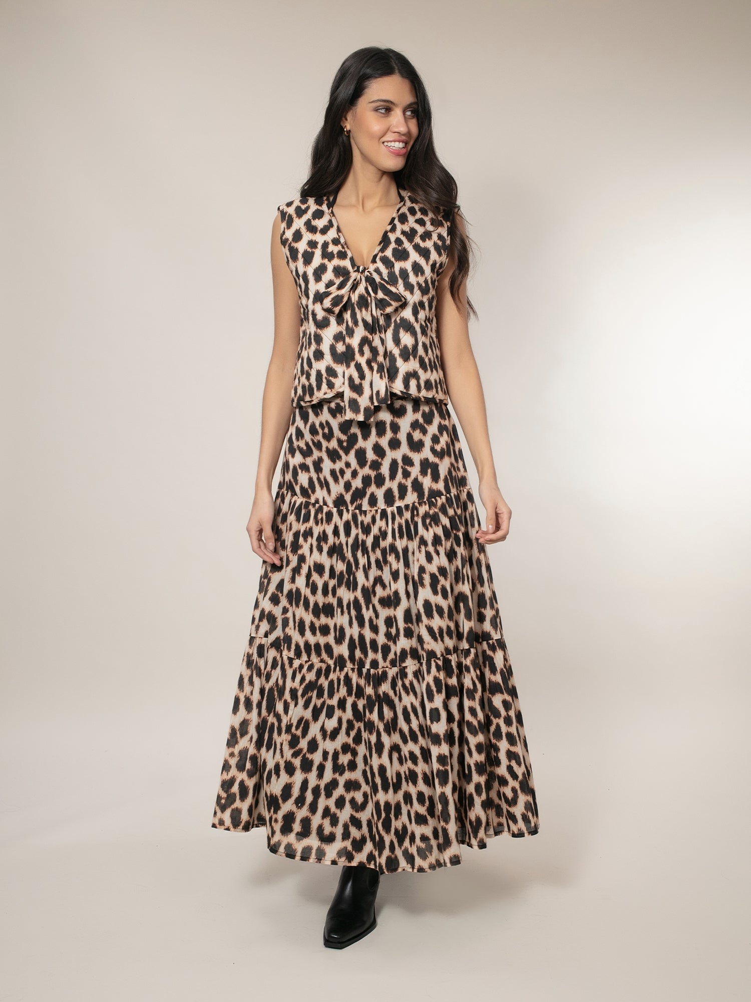 Dominica Tiered Skirt - Leopard