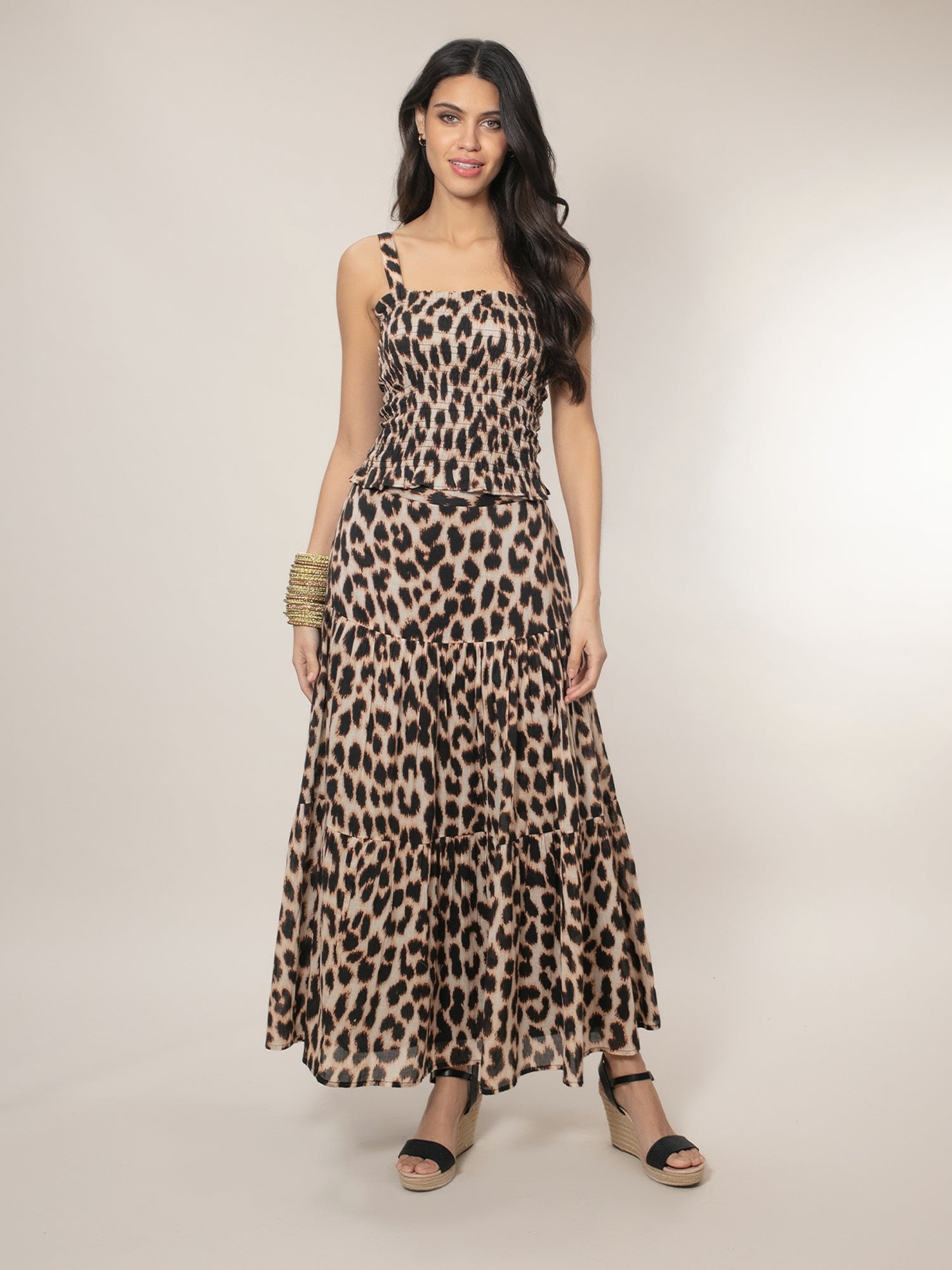 Dominica Tiered Skirt - Leopard