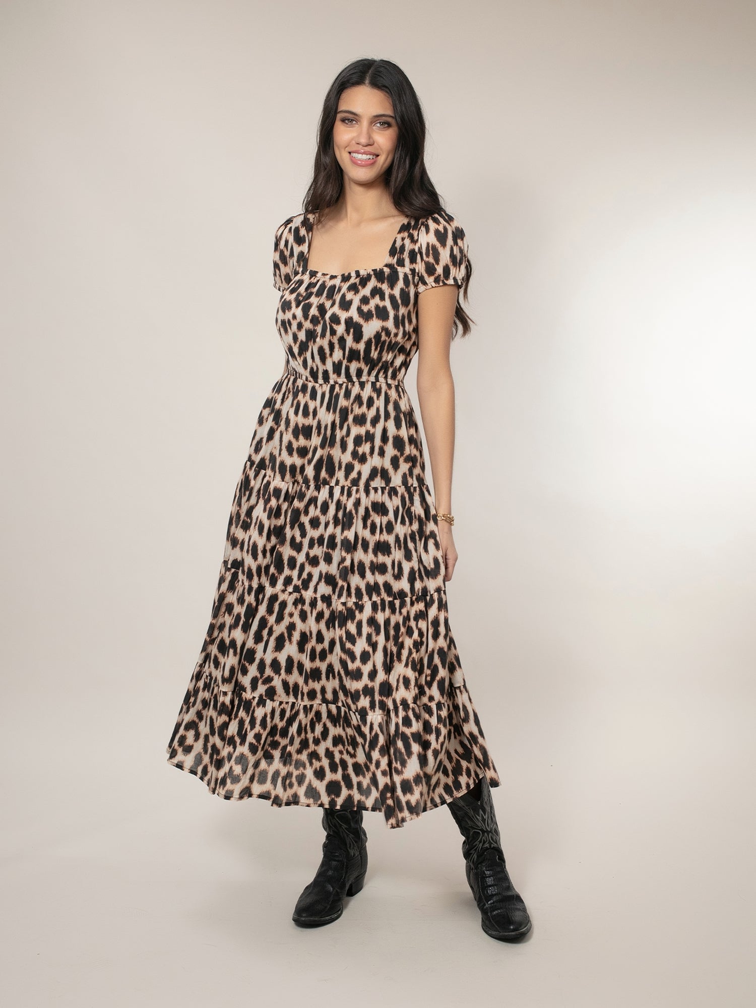 Martha Tiered Dress - Leopard