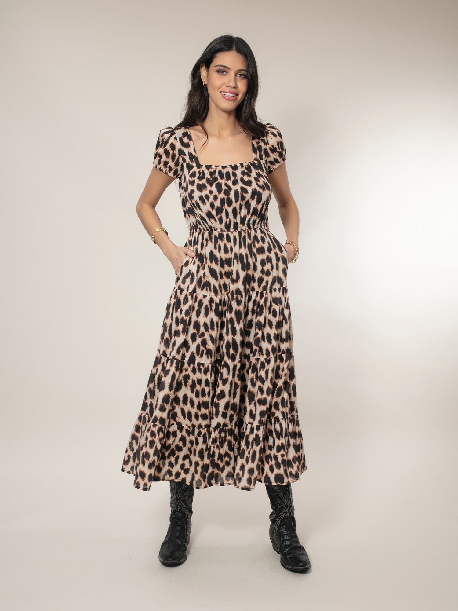 Martha Tiered Dress - Leopard