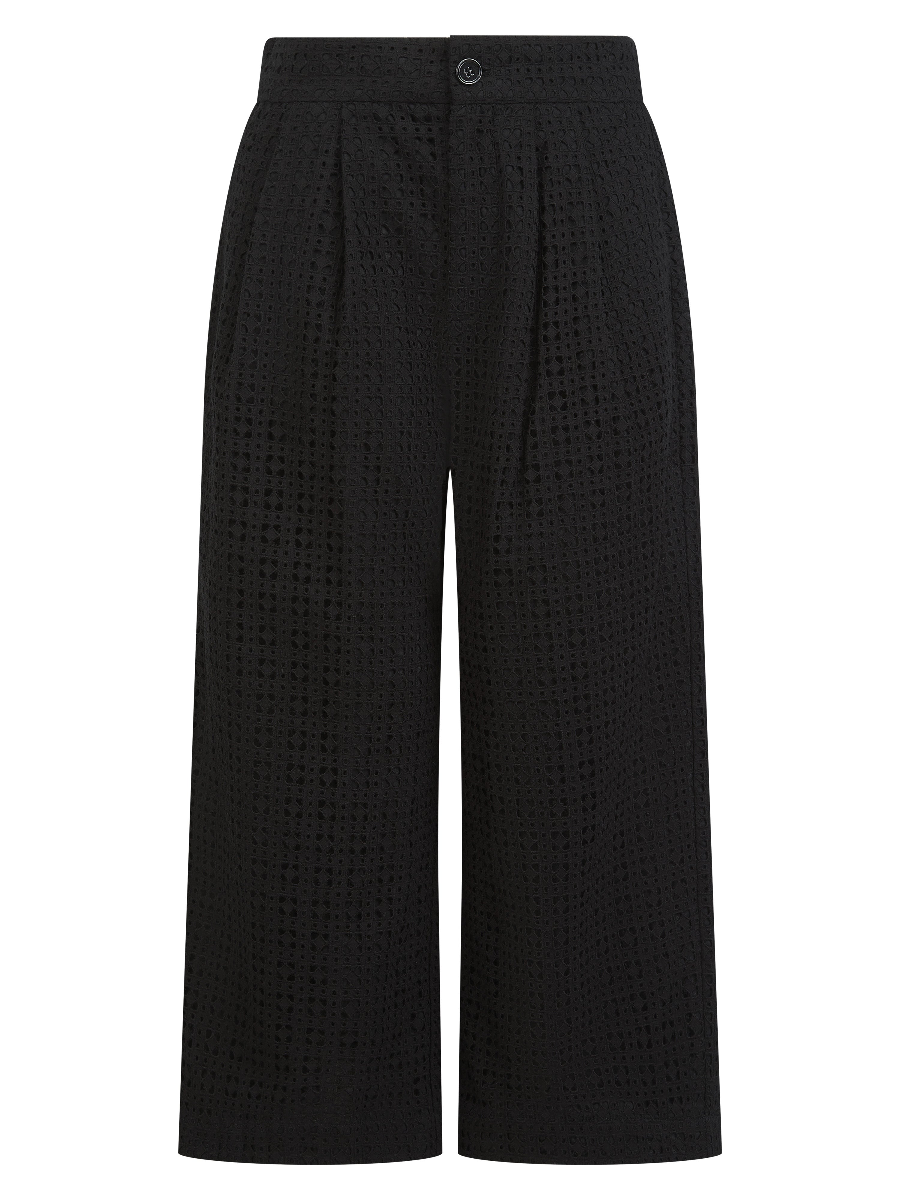 Marybeth Broderie Trousers - Black