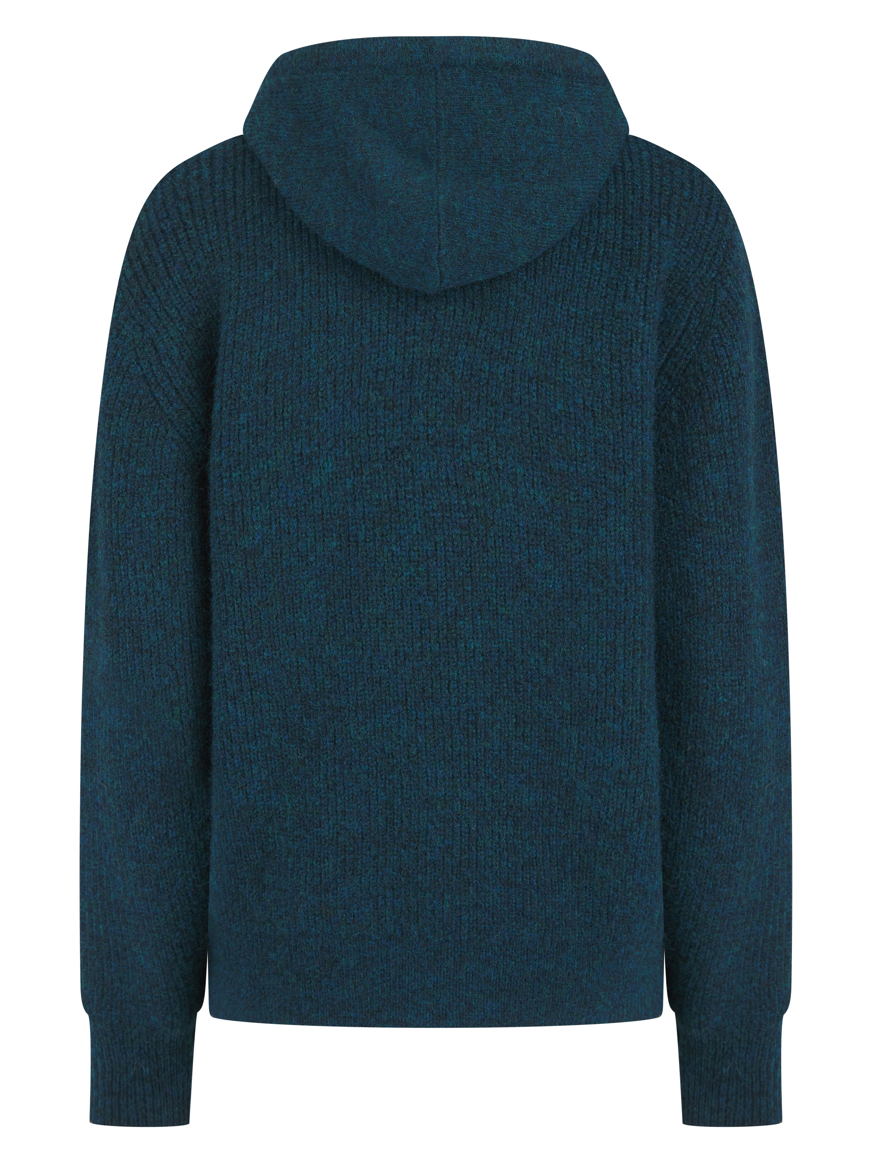 NORWOOD KNITTED HOODIE IN TEAL MIX