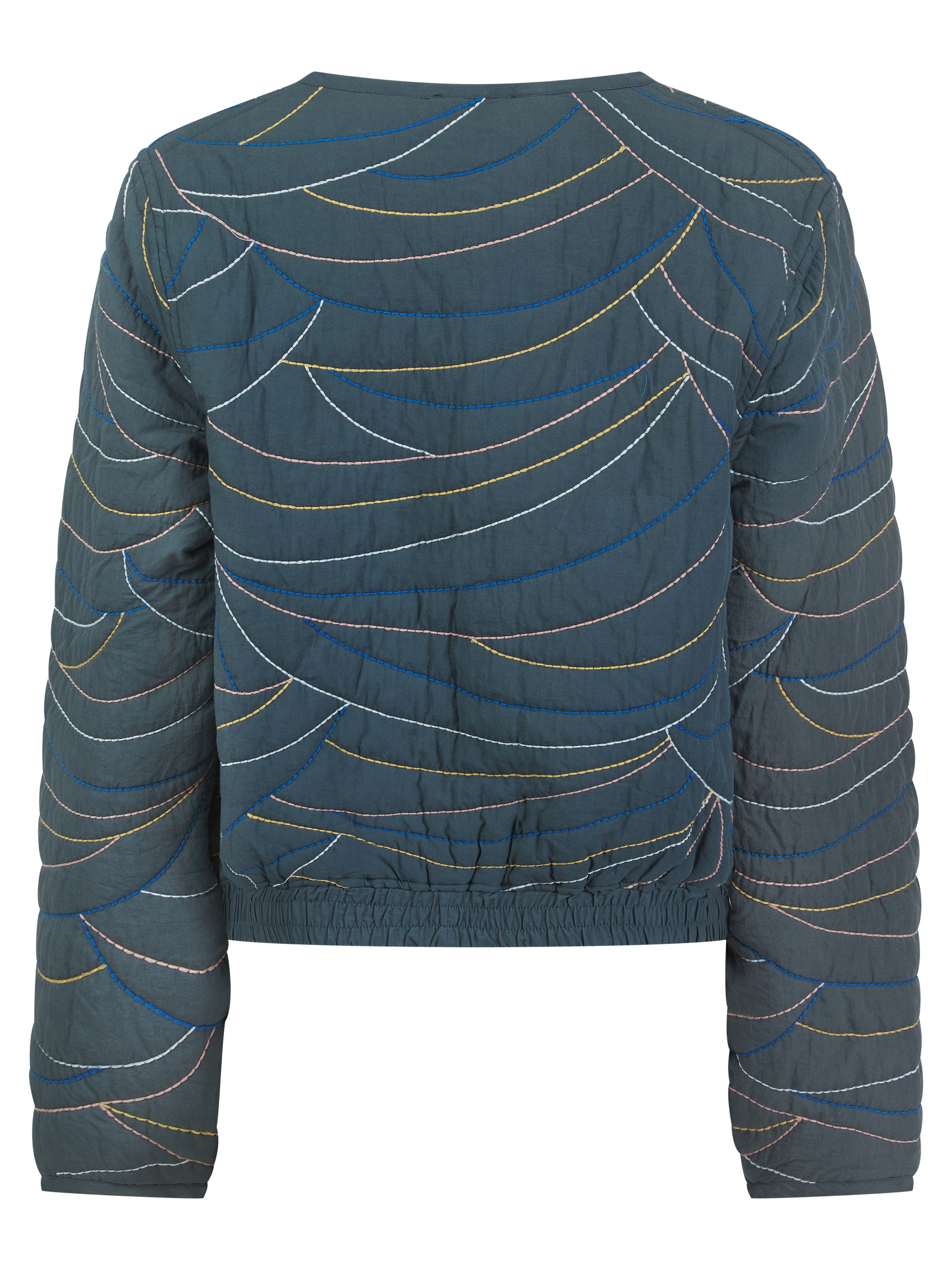 Amber Quilted Bomber - Teal Blue