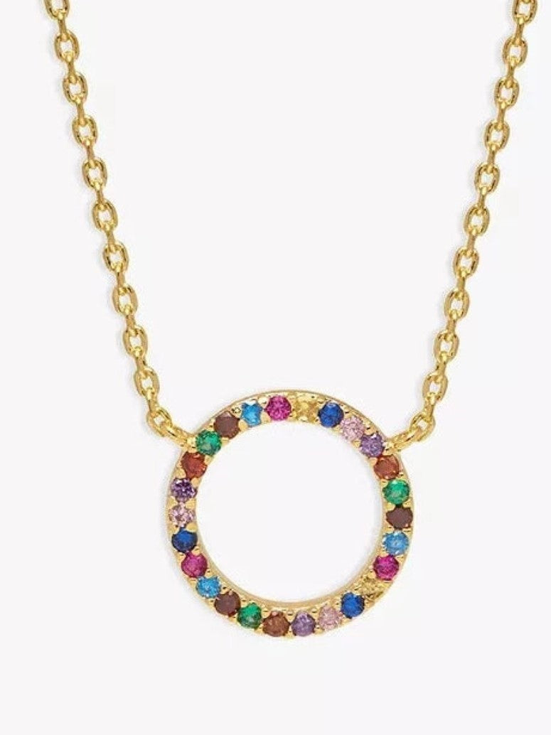 Multi Cz Circle Necklace - Gold Plated