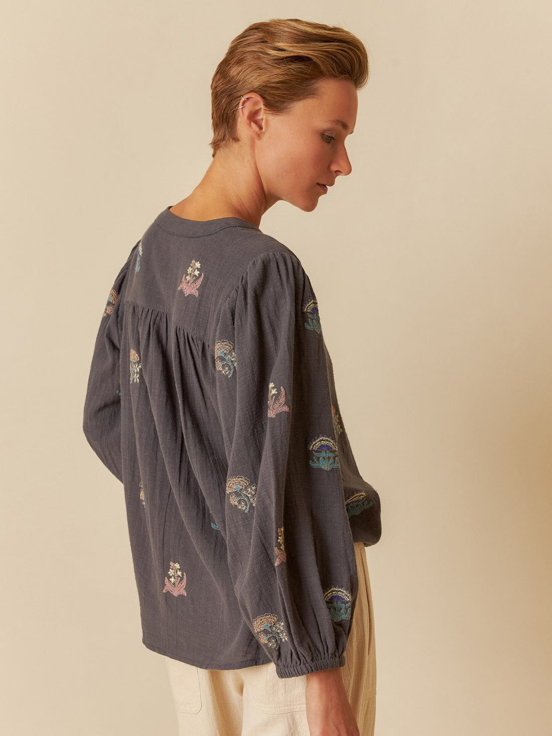 Indi Embroidered Shirt - Carbon