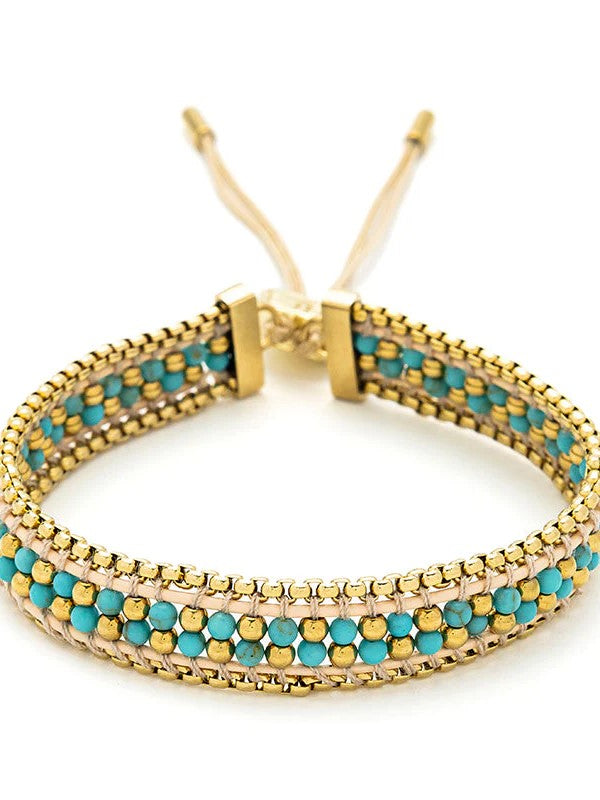 Isla Turquoise Gold Braided Bracelet