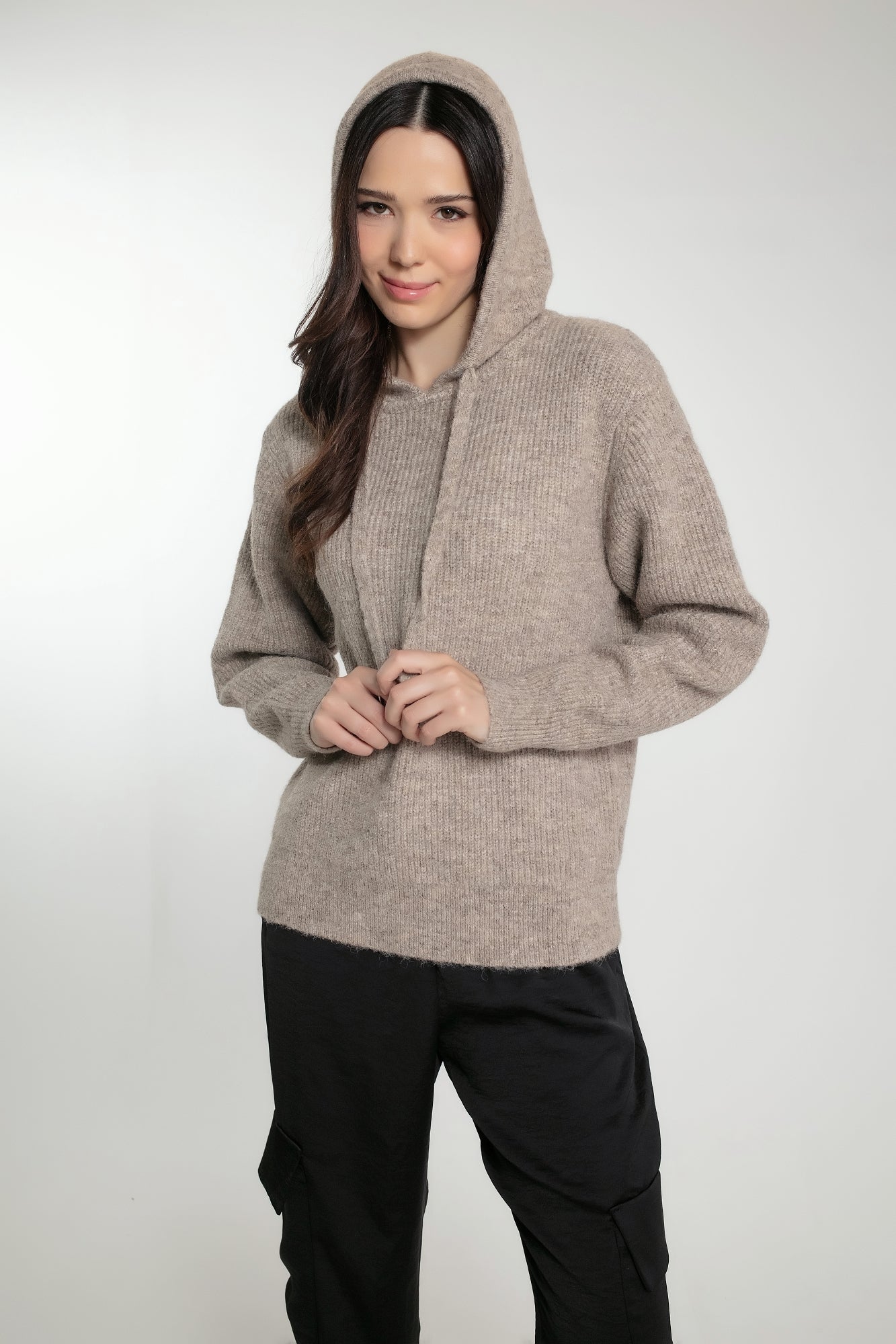 NORWOOD KNITTED HOODIE IN MINK