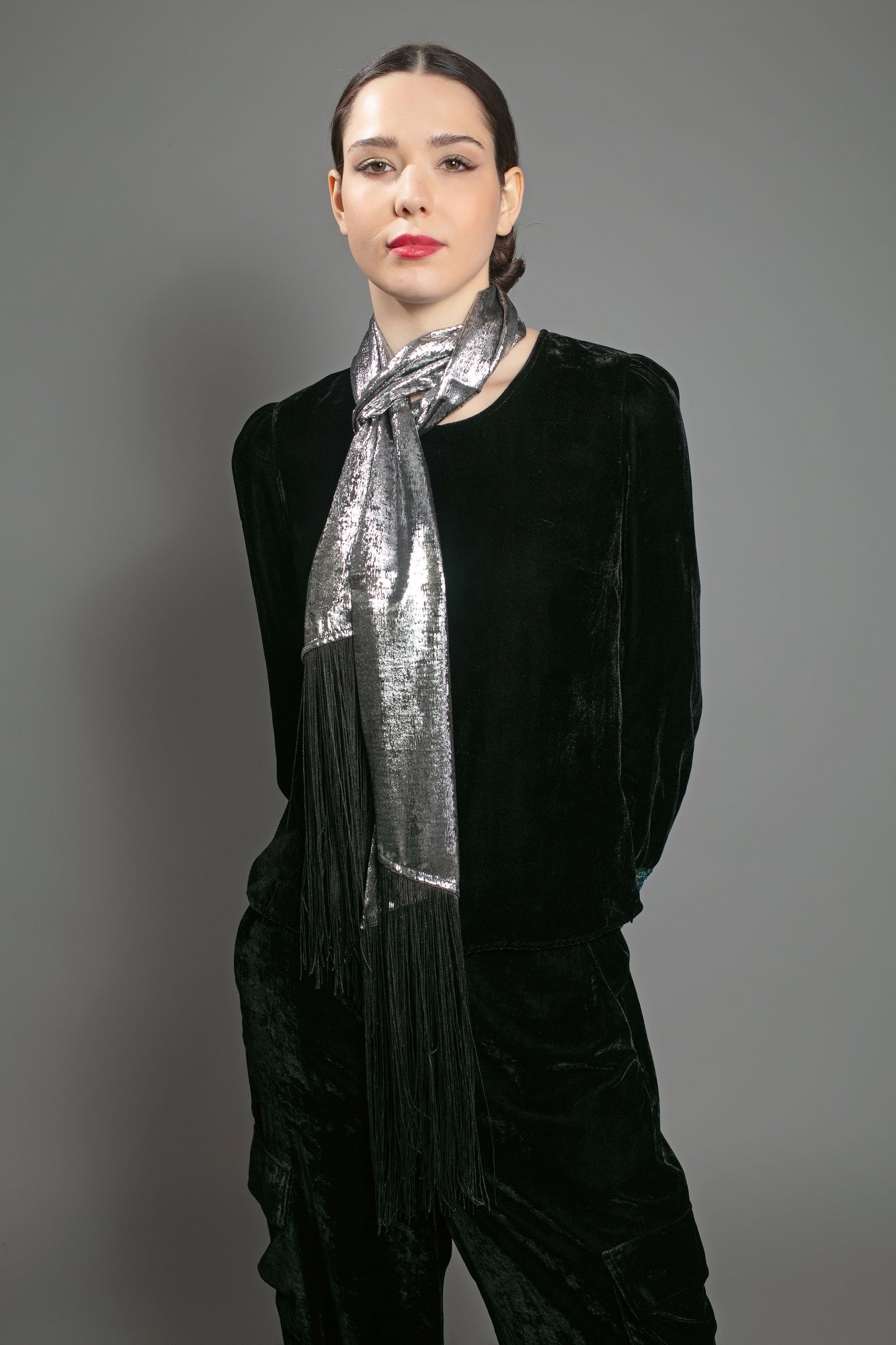 STEVIE LAME SCARF IN SILVER